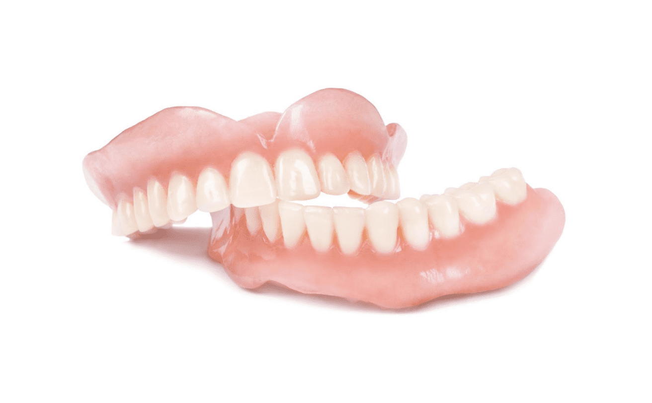 Dentures on a white surface